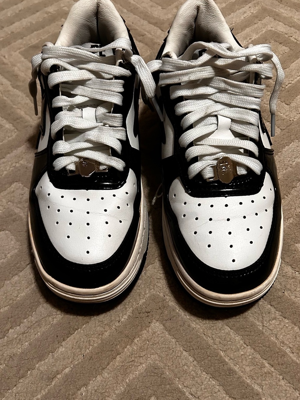 Bape Black and White Low-Top Star Sneakers
